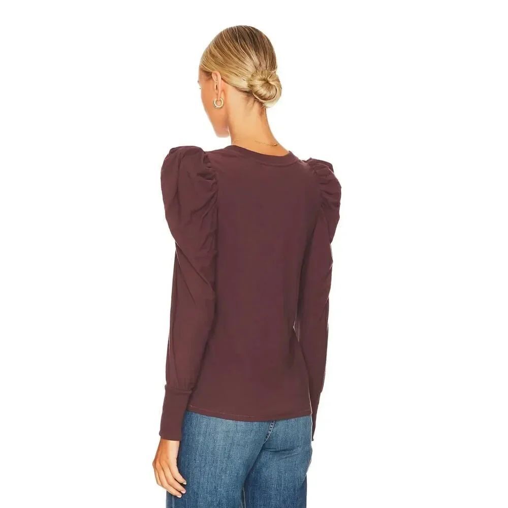 Nation LTD Romy Long Puff Sleeve in Garnet Burgundy Dark Romantic Small